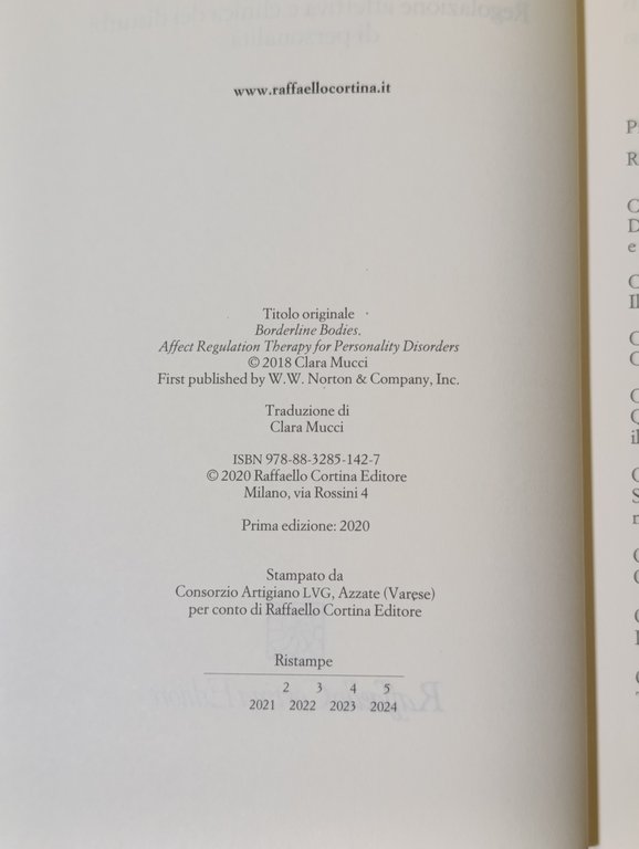 Corpi borderline. Regolazione affettiva e clinica dei disturbi di personalità