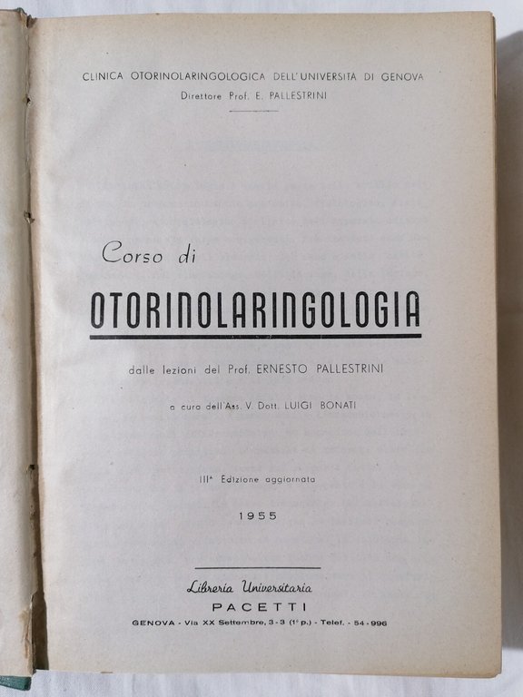 Corso di Otorinolaringologia - Libro Ernesto Pallestrini 1955 Pacetti medicina | Immagine Gallery 1