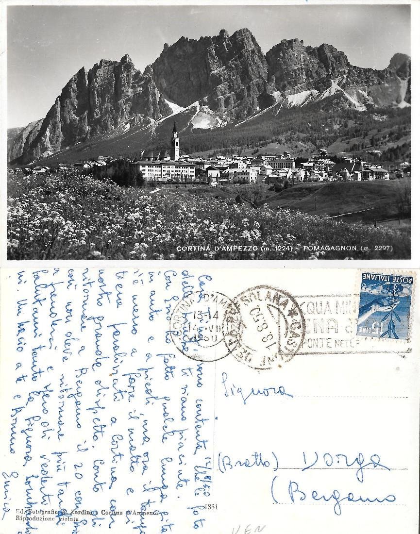 Cortina d'Ampezzo. Pomagagnon. Viaggiata 1950 | Immagine principale