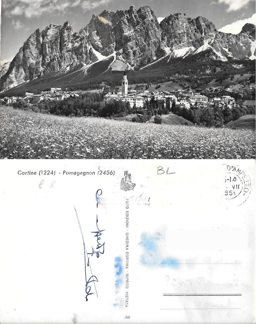 Cortina. Pomagagnon. Foto Ghedina. Viaggiata 1951 | Immagine principale