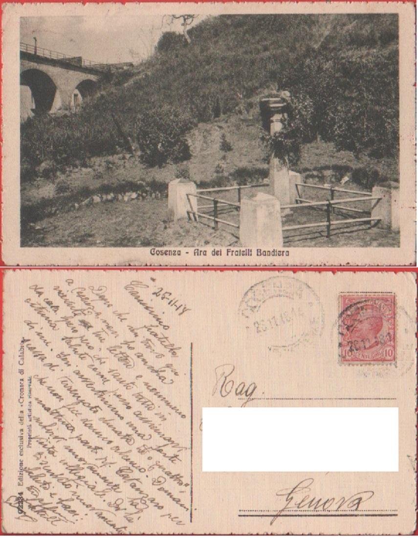 Cosenza. Ara del Fratelli Bandiera. Viaggiata 1918 | Immagine principale