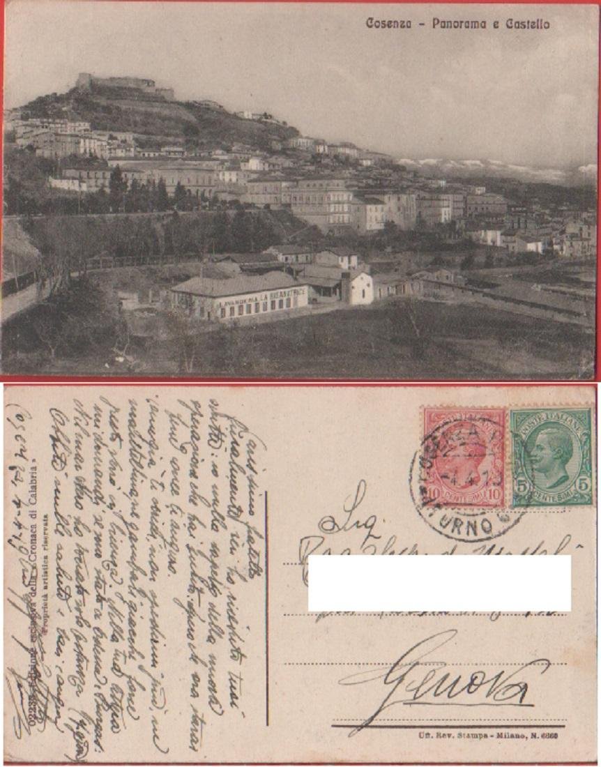 Cosenza.Panorama e castello. Viaggiata 1919 | Immagine principale