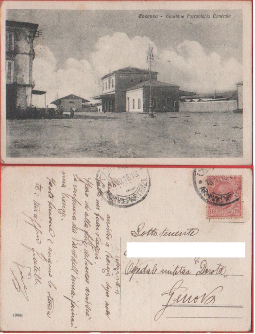 Cosenza. Stazione Ferroviaria Centrale. Viaggiata 1918 | Immagine principale
