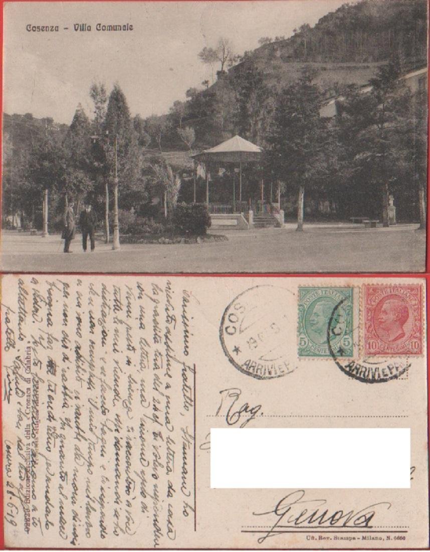 Cosenza. Villa Comunale. Viaggiata 1919. Animata | Immagine principale
