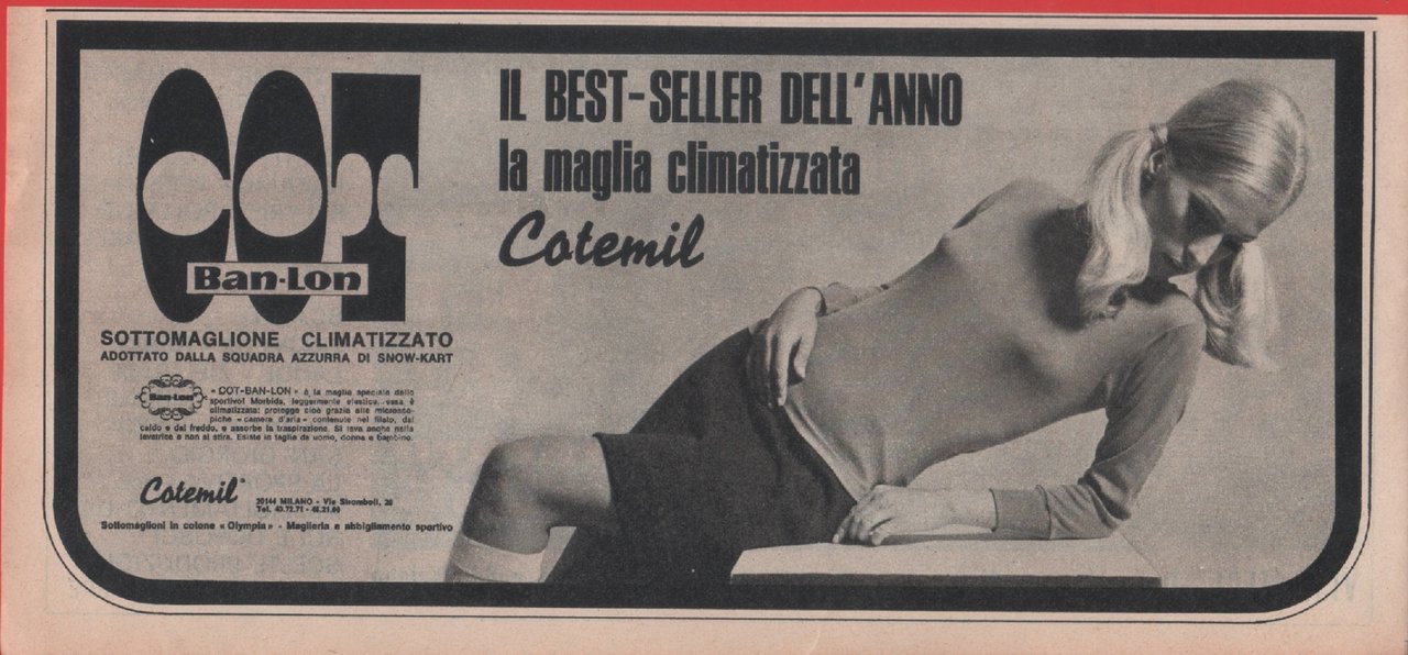COT BanLon. Maglieria cilmatizzata. Advertising 1968 | Immagine principale