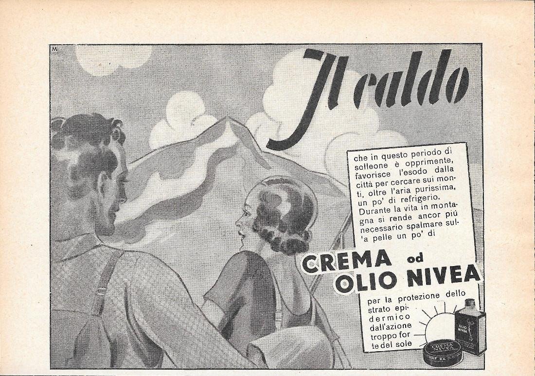 Crema e Olio Nivea. Advertising 1935 | Immagine principale