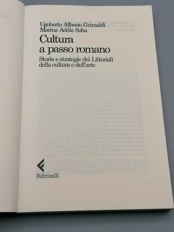 Cultura a Passo Romano Libro Alfassio Grimaldi Addis Saba Feltrinelli …