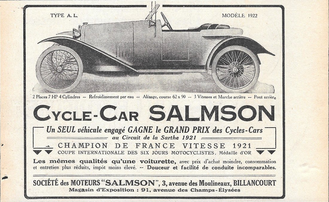 Cycle-Car Salmson - Advertising 1920 | Immagine principale