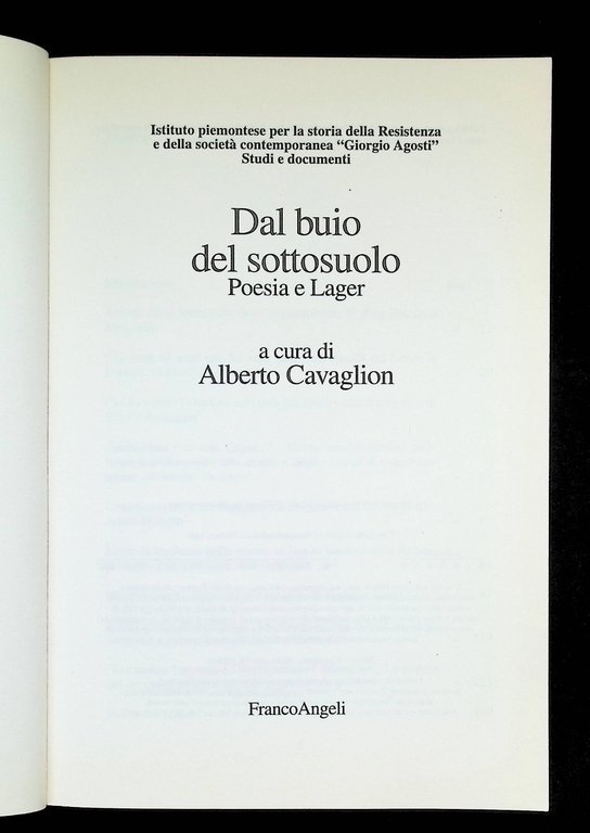 Dal Buio Del Sottosuolo Poesia e Lager Libro Cavaglion Franco … | Immagine Gallery 9