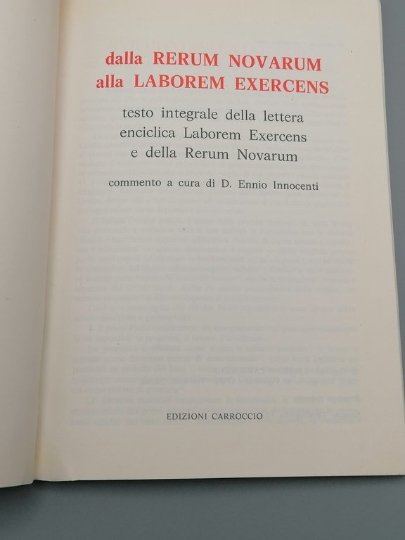Dalla Rerum Novarum alla Laborem Exercens Testo integrale Enciclica Innocenti