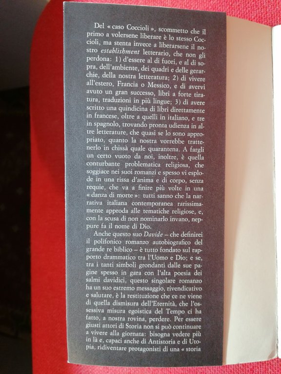 Davide - Libro Carlo Coccioli - Rusconi Sesta edizione 1977