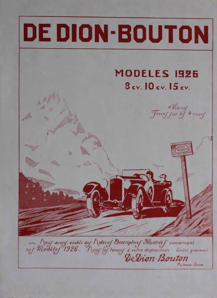 De Dion Bouton models 1926, 8,10,15 cv.. Advertising 1926 | Immagine principale