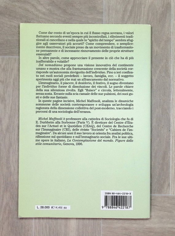 Del Nomadismo Per Una Sociologia dell'Erranza Libro Maffesoli Frango Angeli …