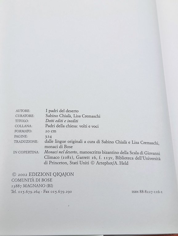 Detti editi e inediti dei Padri del Deserto
