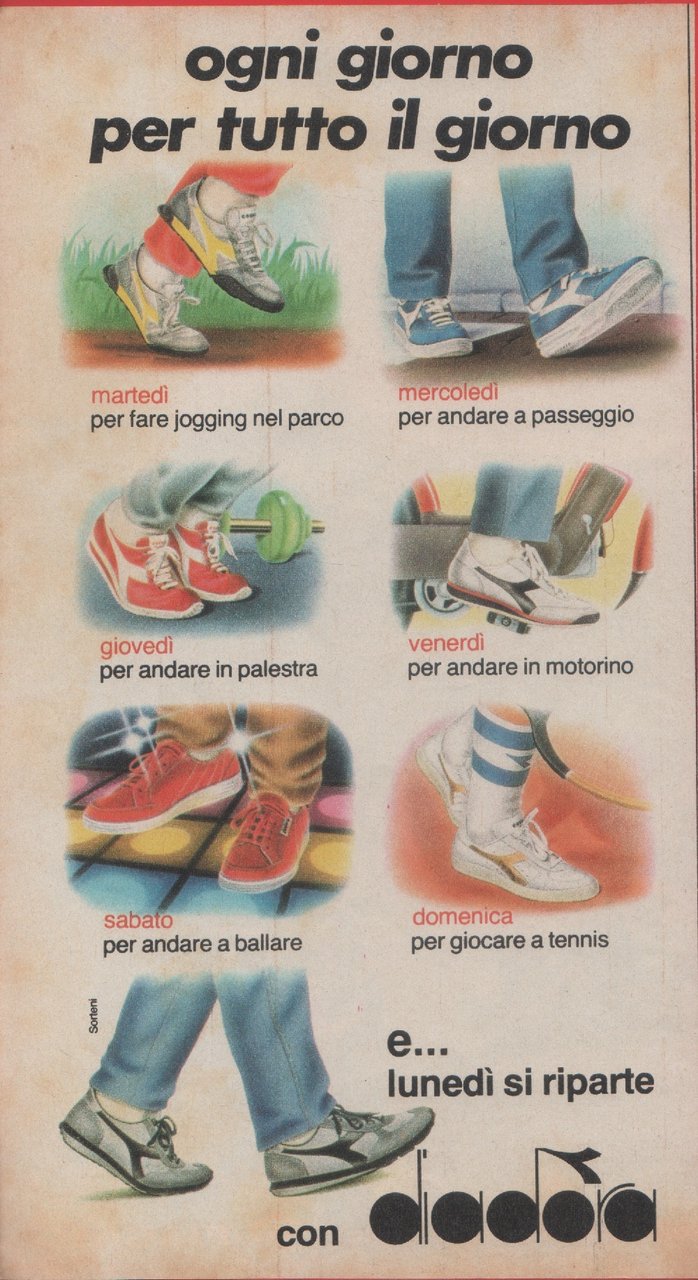 Diadora. Ogni giorno per tutto il giorno. Advertising 1981 | Immagine principale