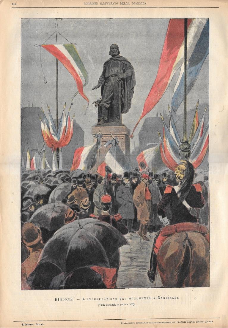 Digione. L'inaugurazione al Monumento a Garibaldi. Stampa 1900 | Immagine principale