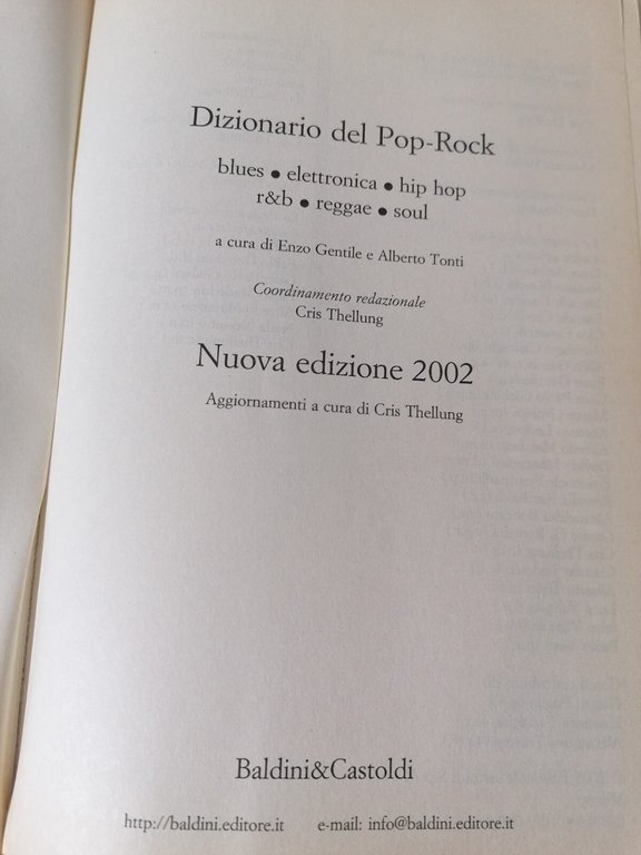 Dizionario Del Pop Rock Baldini Castoldi 2002 Blues Hip Hop …