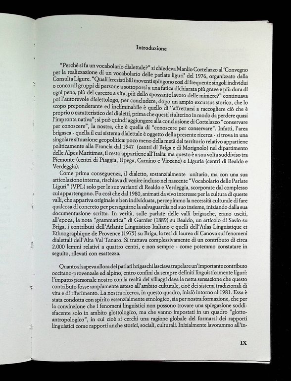 Dizionario della Cultura Brigasca. Volume I Lessico