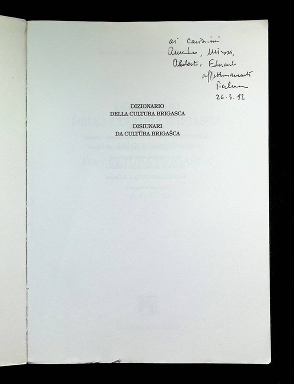 Dizionario della Cultura Brigasca. Volume I Lessico