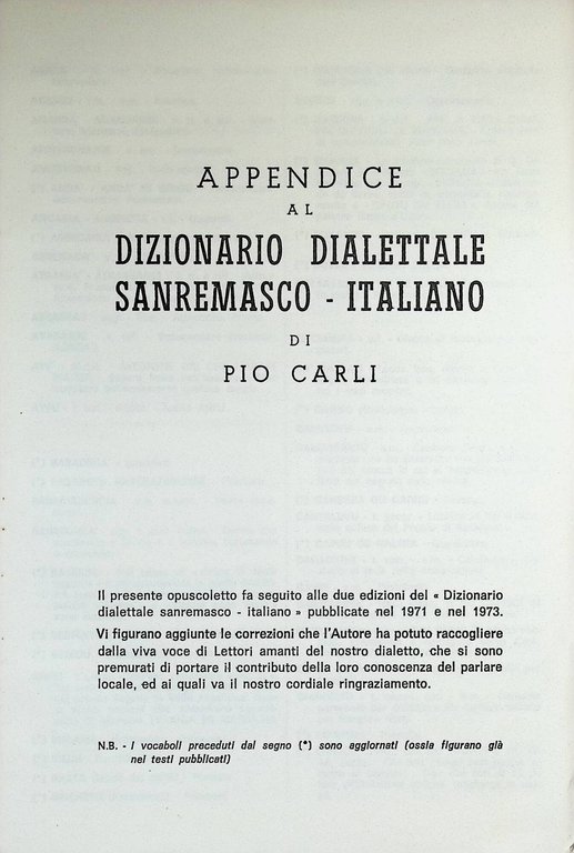 Dizionario Dialettale Sanremasco-Italiano | Immagine Gallery 8