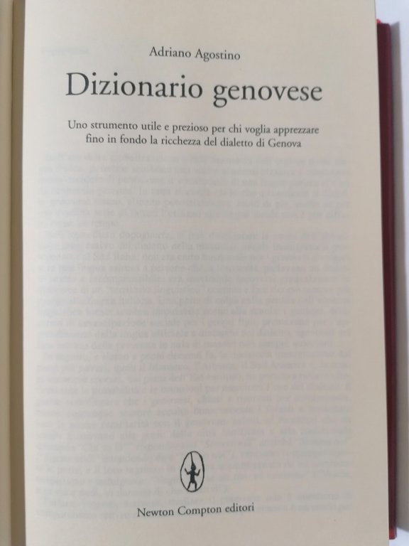 Dizionario Genovese Libro Adriano Agostino Dialetto Genova Newton Compton 2006