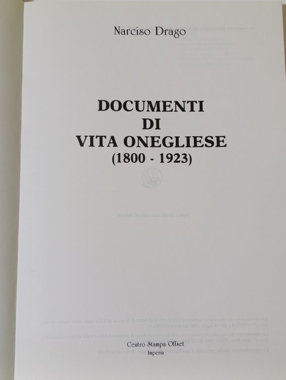 Documenti di vita onegliese (1800-1923)