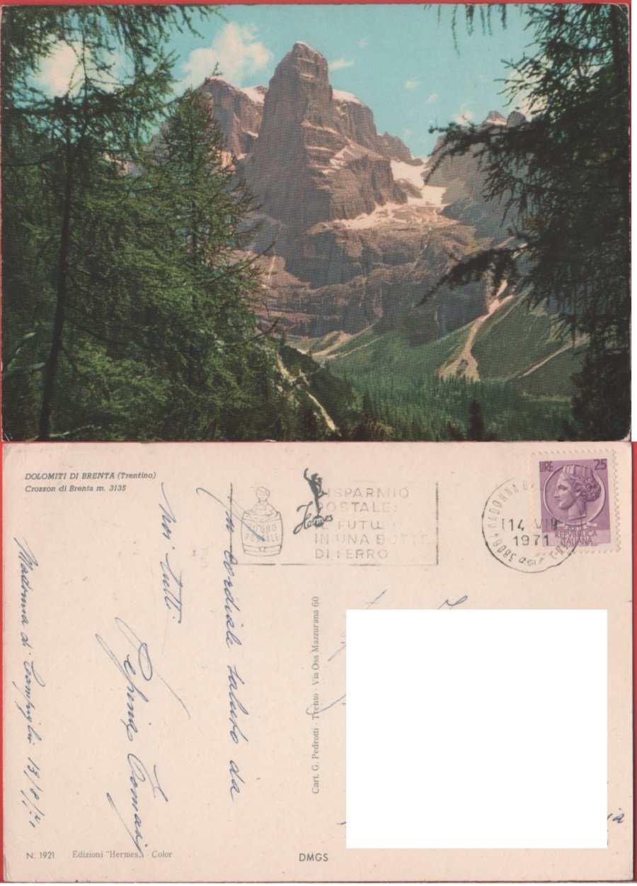 Dolomiti del Brenta. Crozzon di Brenta. Viaggiata 1971 | Immagine principale