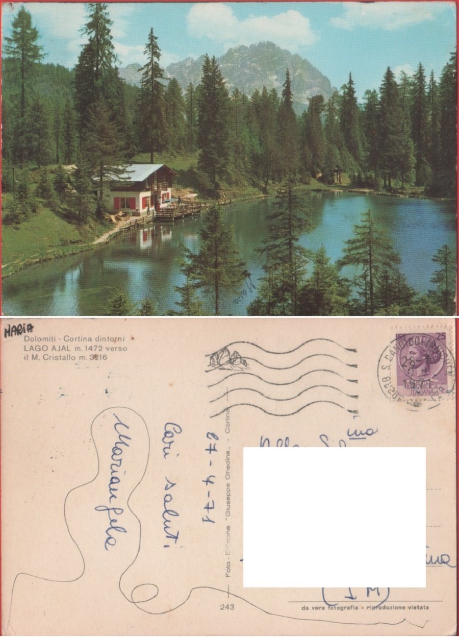 Dolomiti. Lago di Ajal verso il M. Cristallo. Viaggiata 1971 | Immagine principale