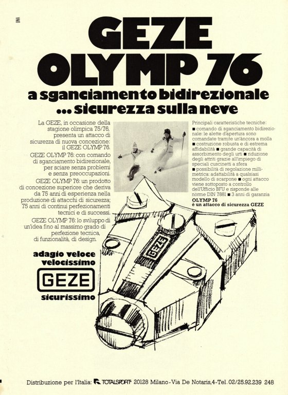 Dopopista Diadora/ Attacchi Geze Olymp 76. Advertising 1976 | Immagine Gallery 2