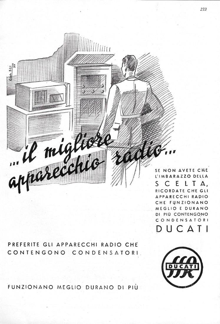 Ducati il migliore apparecchio radio. Advertising 1937 | Immagine principale