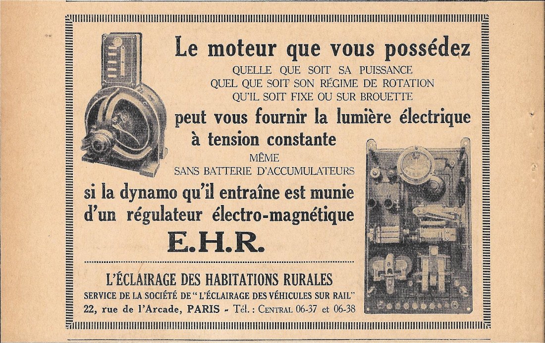 EHR. L'eclarage des habitattions rurales - Advertising 1920 | Immagine principale