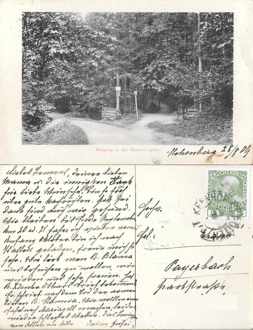 Eingang in das Hinterbergthal. Viaggiata 1909 | Immagine principale