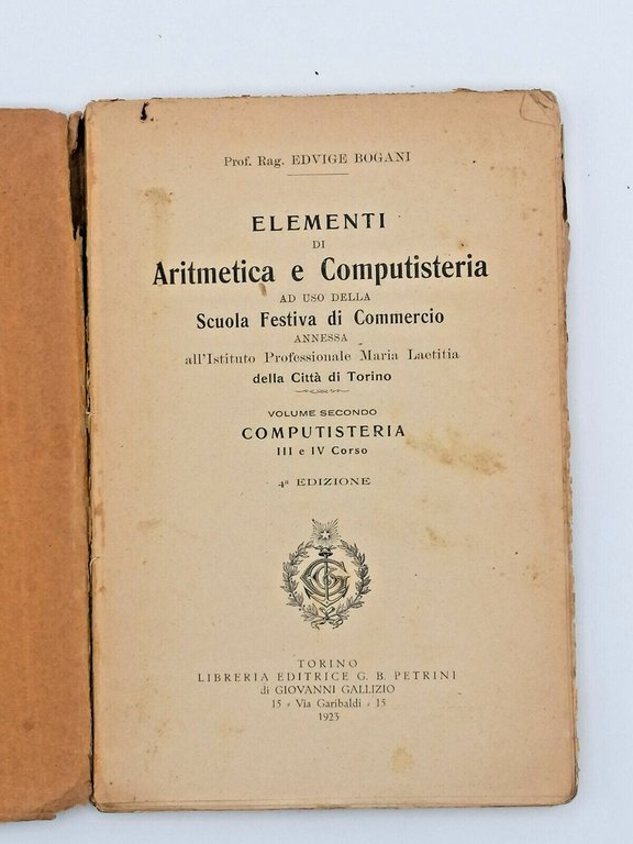 Elementi Di Aritmetica E Computisteria Volume 2 Libro Bogani Petrini …