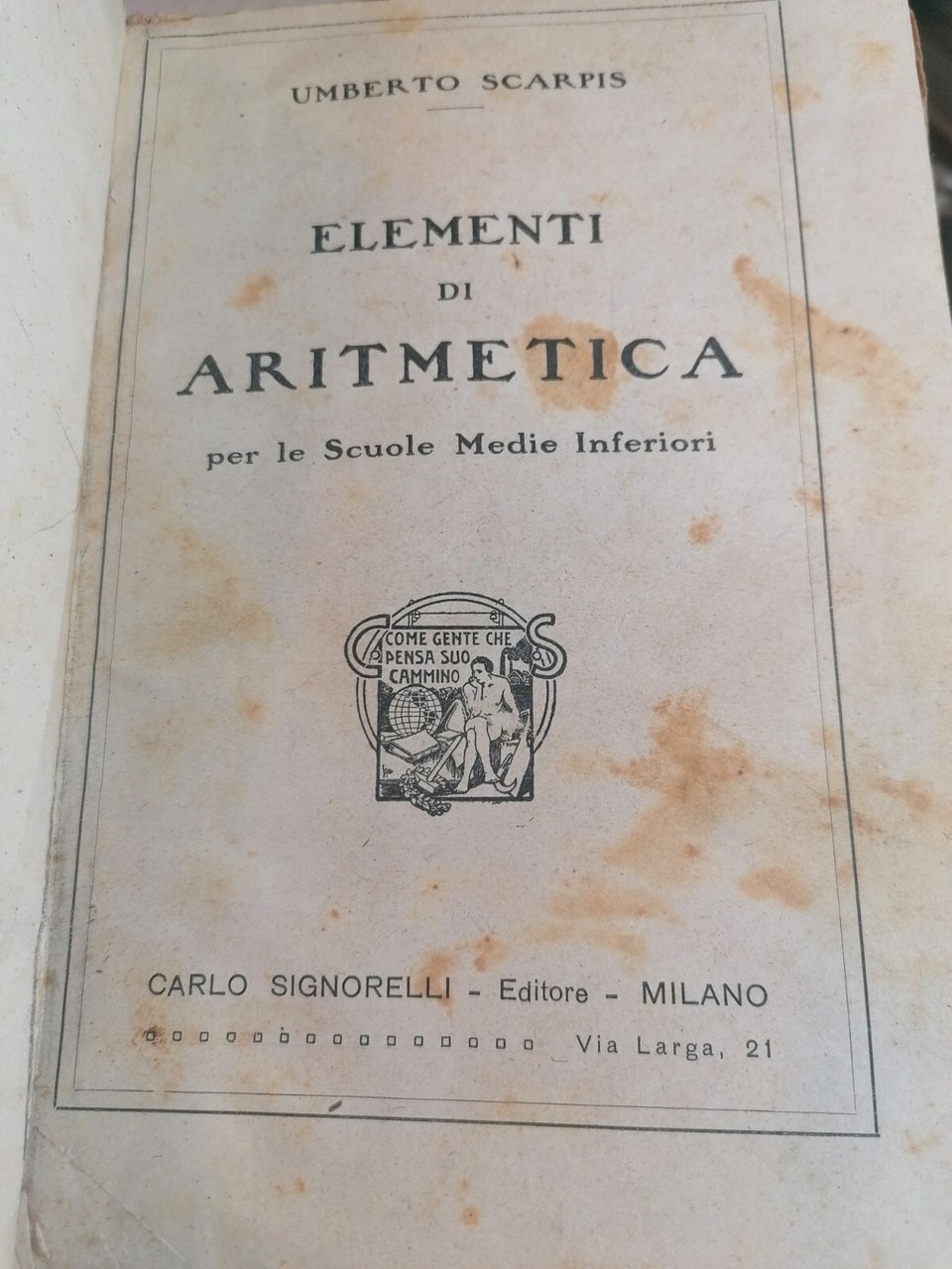 Elementi Di Aritmetica Per Le Scuole Medie Inferiori Libro Umberto …