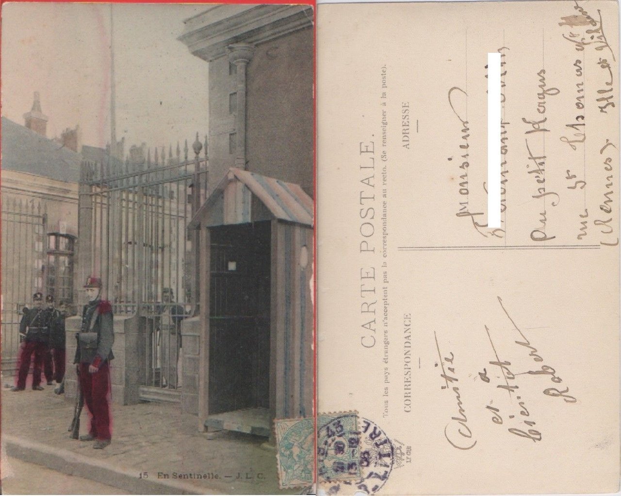 En sentinelle. Viaggiata 1908 | Immagine principale