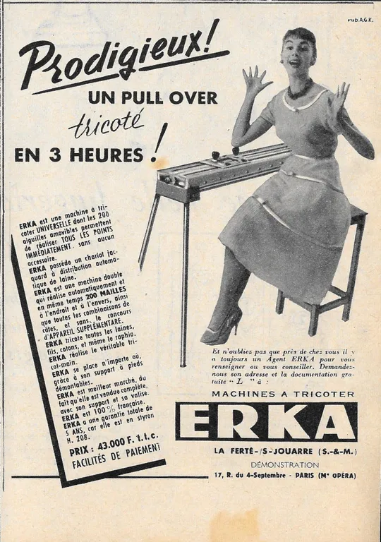 Erka machines a tricoter - Advertising 1955