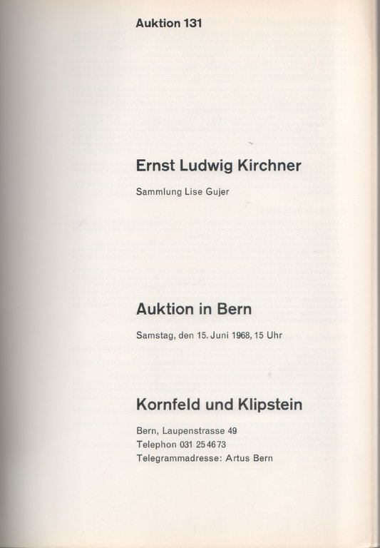 Ernst Ludwig Kirchner. Catalogo asta. Berna 1968 | Immagine Gallery 2