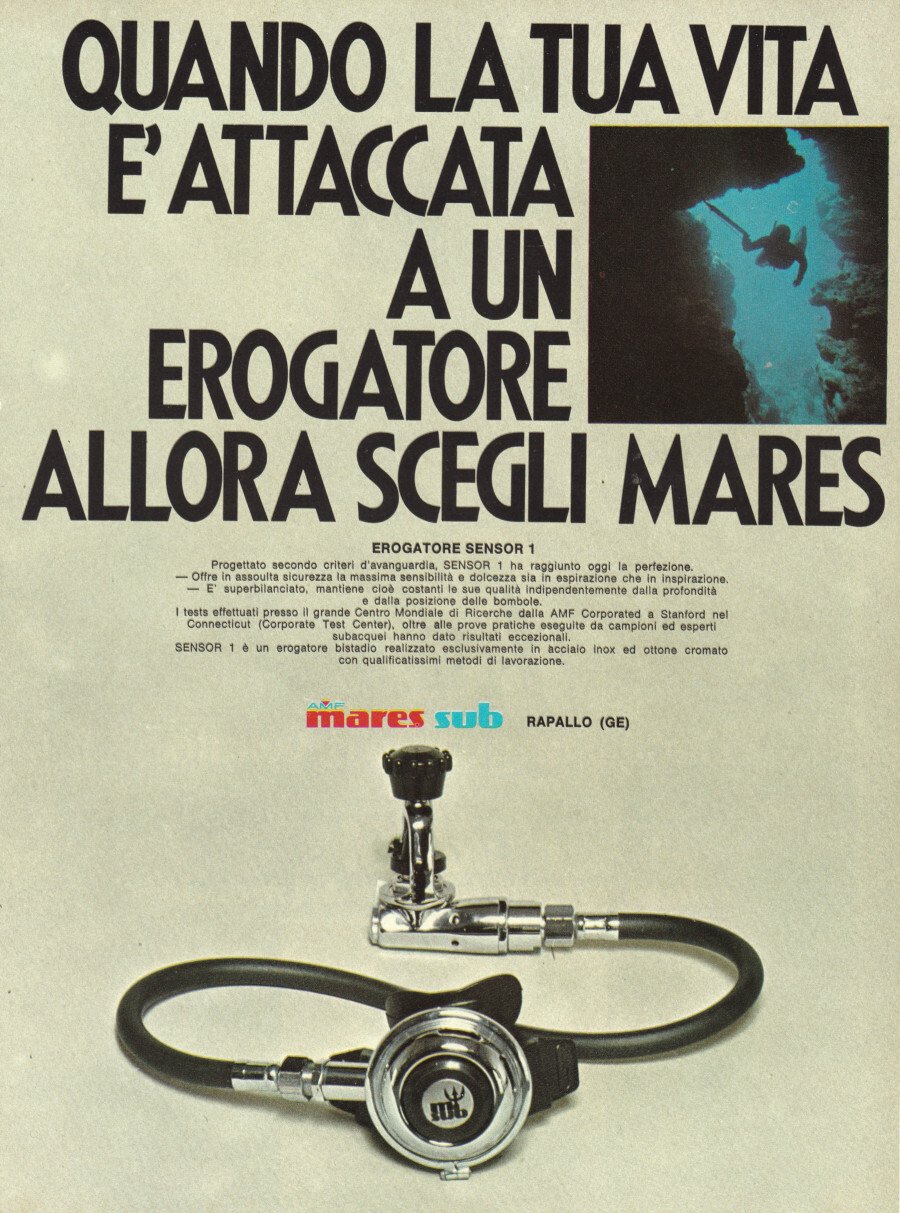 Erogatore Sensor 1 Mares Sub. Advertising 1974 | Immagine principale