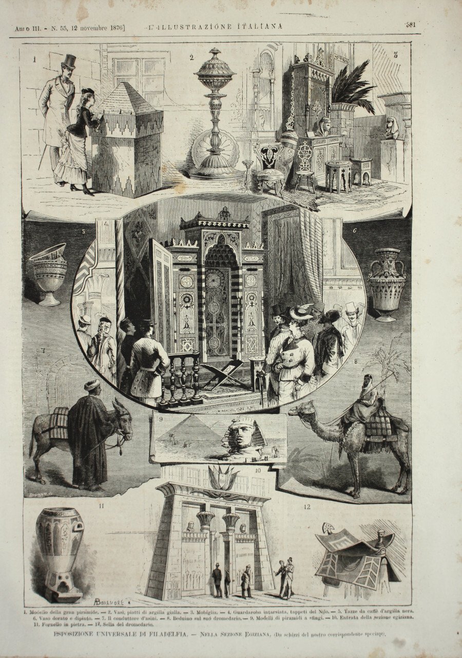 Esposizione Universale di Filadelfia. Nella sezione egiziana. Stampa 1876 | Immagine principale
