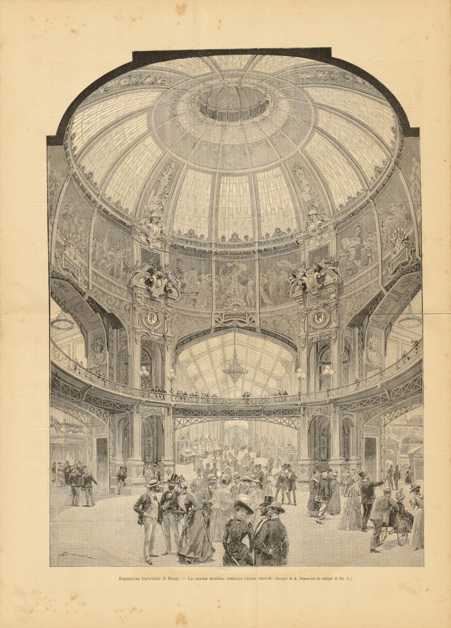 Esposizione Universale di Parigi. La grande rotonda centrale. Stampa 1889 | Immagine principale