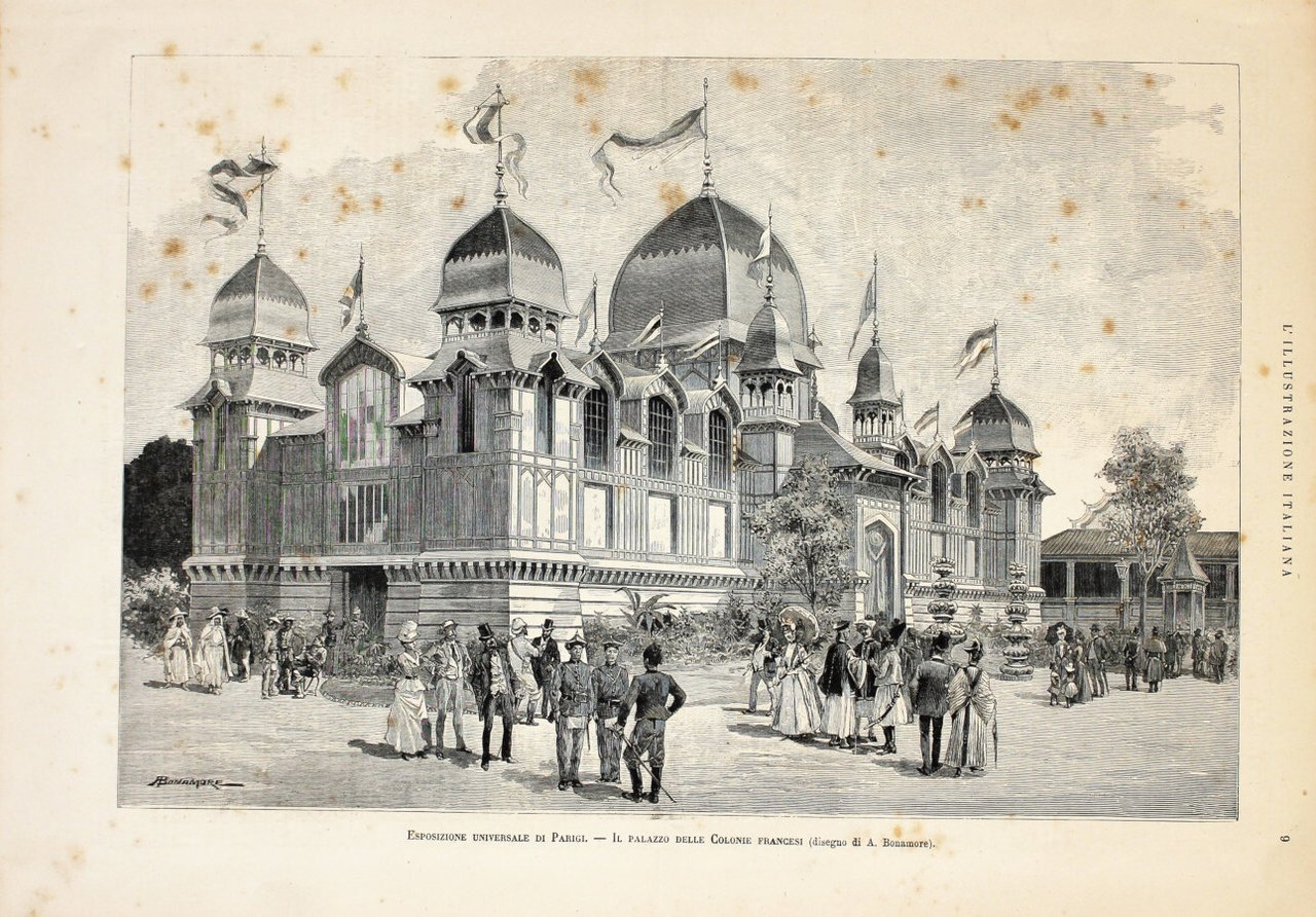 Esposizione Universale di Parigi. Palazzo delle Colonie Francesi. Stampa 1889 | Immagine principale