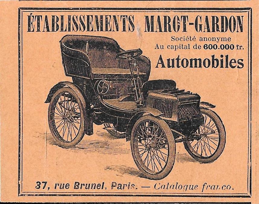 Etablissements Marot-Gardon Automobiles . Advertising 1900 | Immagine principale