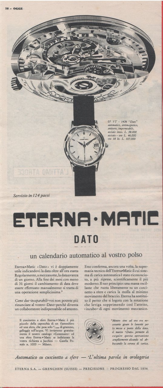 Eterna-Matic orologio. Advertising 1957 | Immagine principale