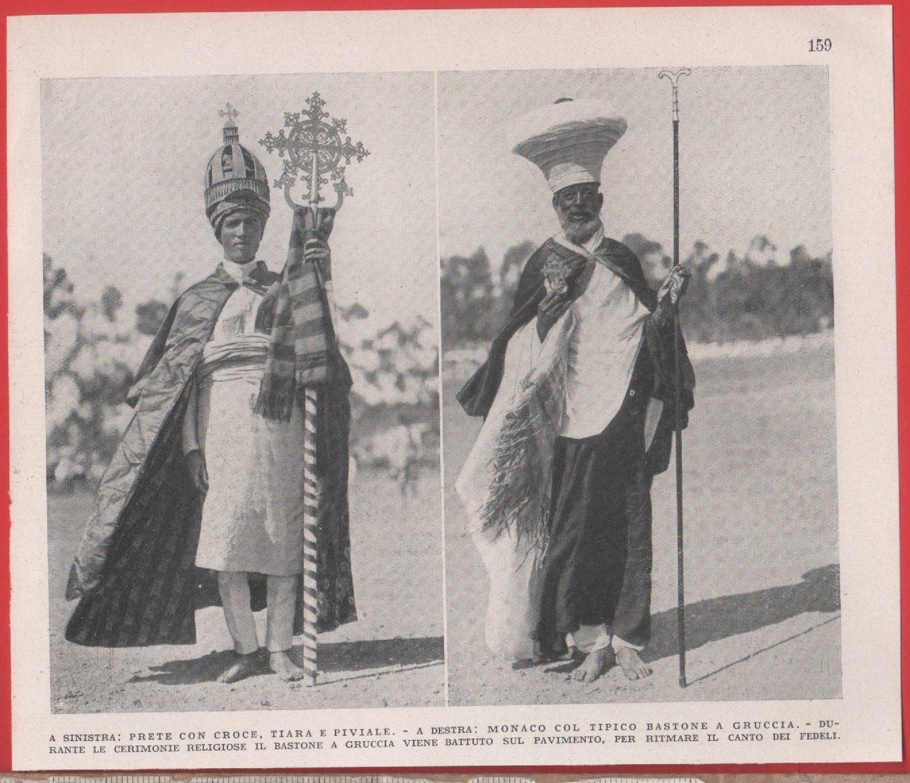 Etiopia: Prete con croce, Monaco col tipico bastone. Immagine 1937 | Immagine principale