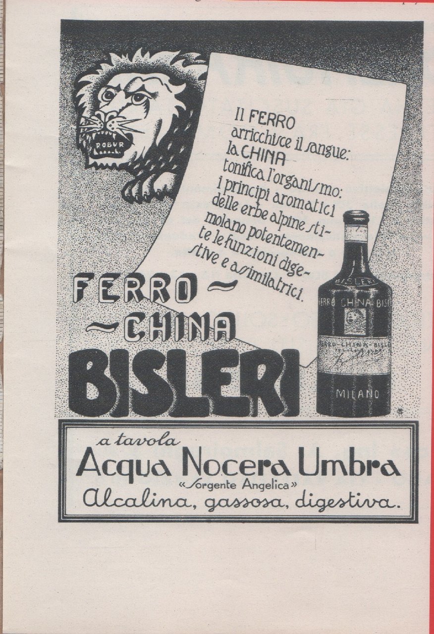 Ferro china Bisleri. Advertising 1935 | Immagine principale