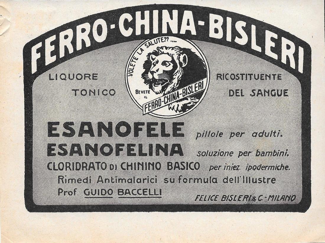 Ferro China Bisleri. Ricostituente del sangue. Advertising 1928 | Immagine principale