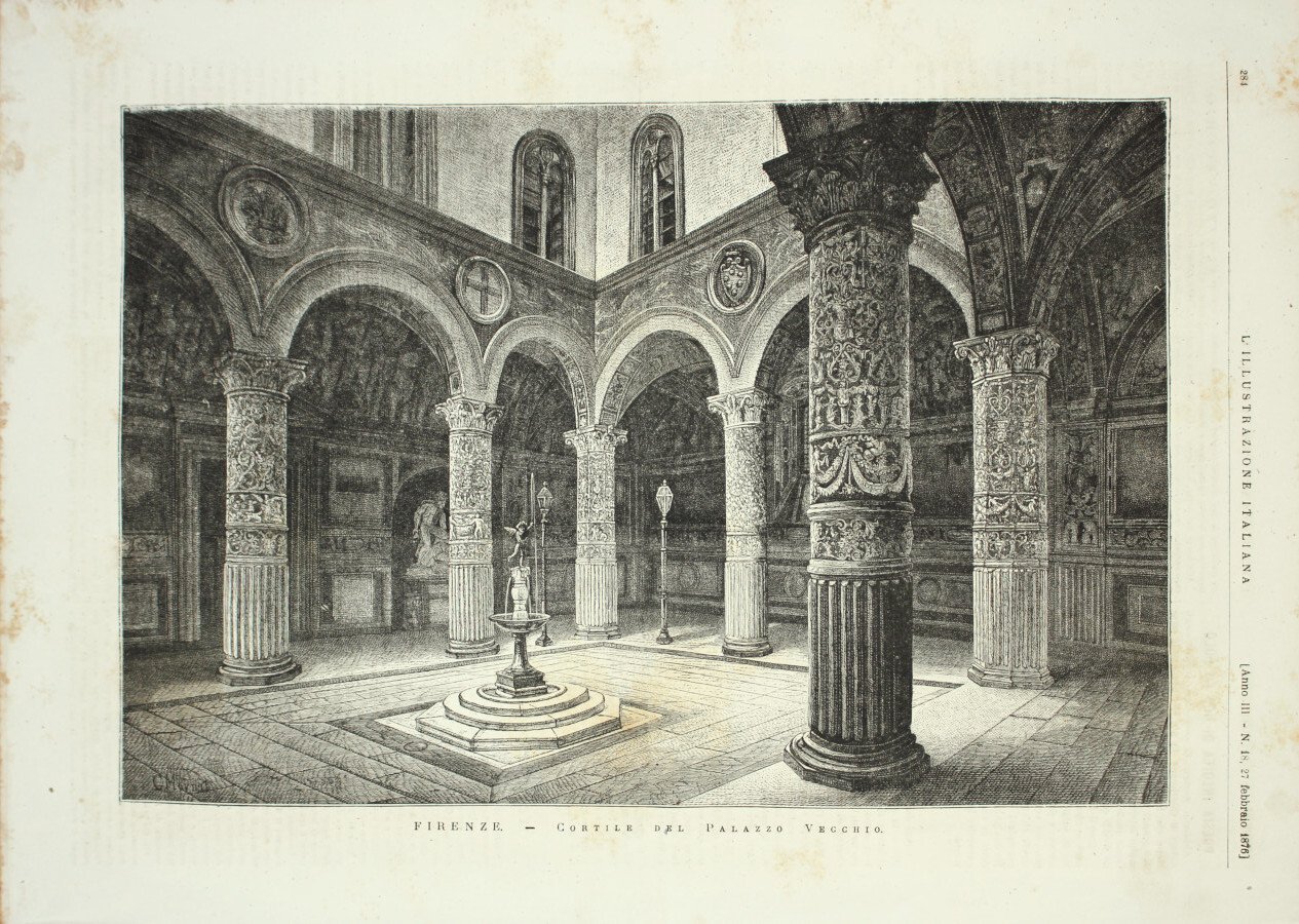 Firenze. Cortile del Palazzo Vecchio. Stampa 1876 | Immagine principale