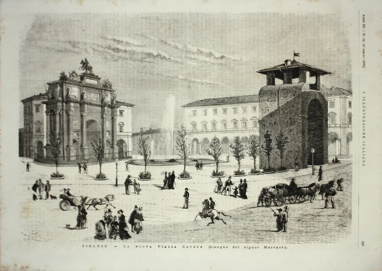 Firenze. La nuova piazza Cavour. Stampa 1876 | Immagine principale