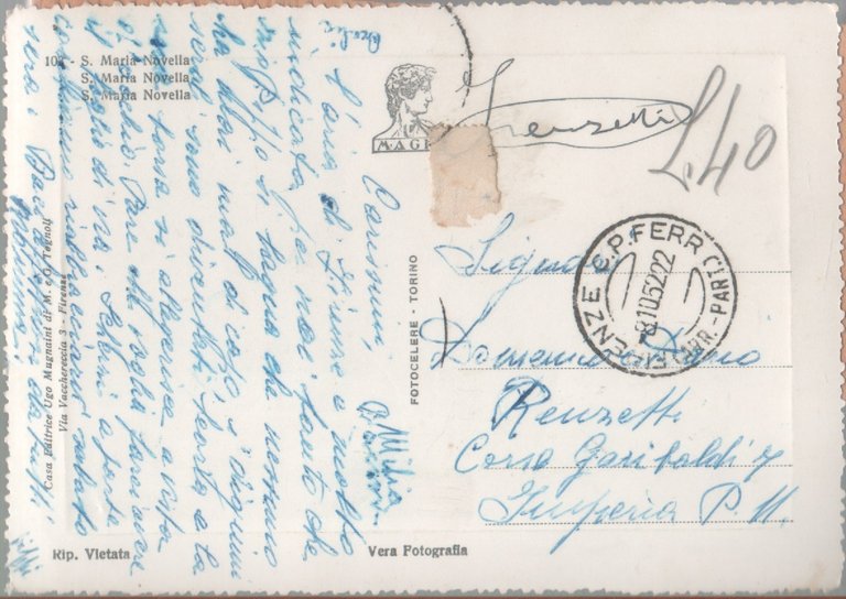 Firenze. S. Maria Novella. Viaggiata 1952 | Immagine Gallery 2
