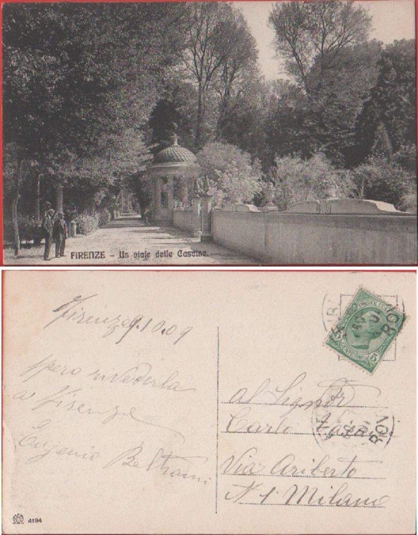Firenze. Un viale delle Cascine. Viaggiata 1909. Animata | Immagine principale